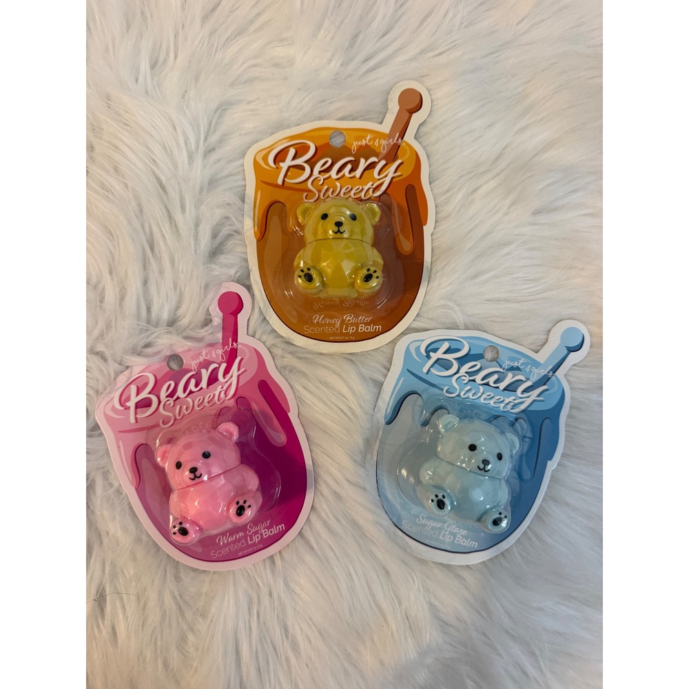 Just 4 Girls Beary Sweet Scented Lip Balm Honey Butter Warm Sugar Glaze Set